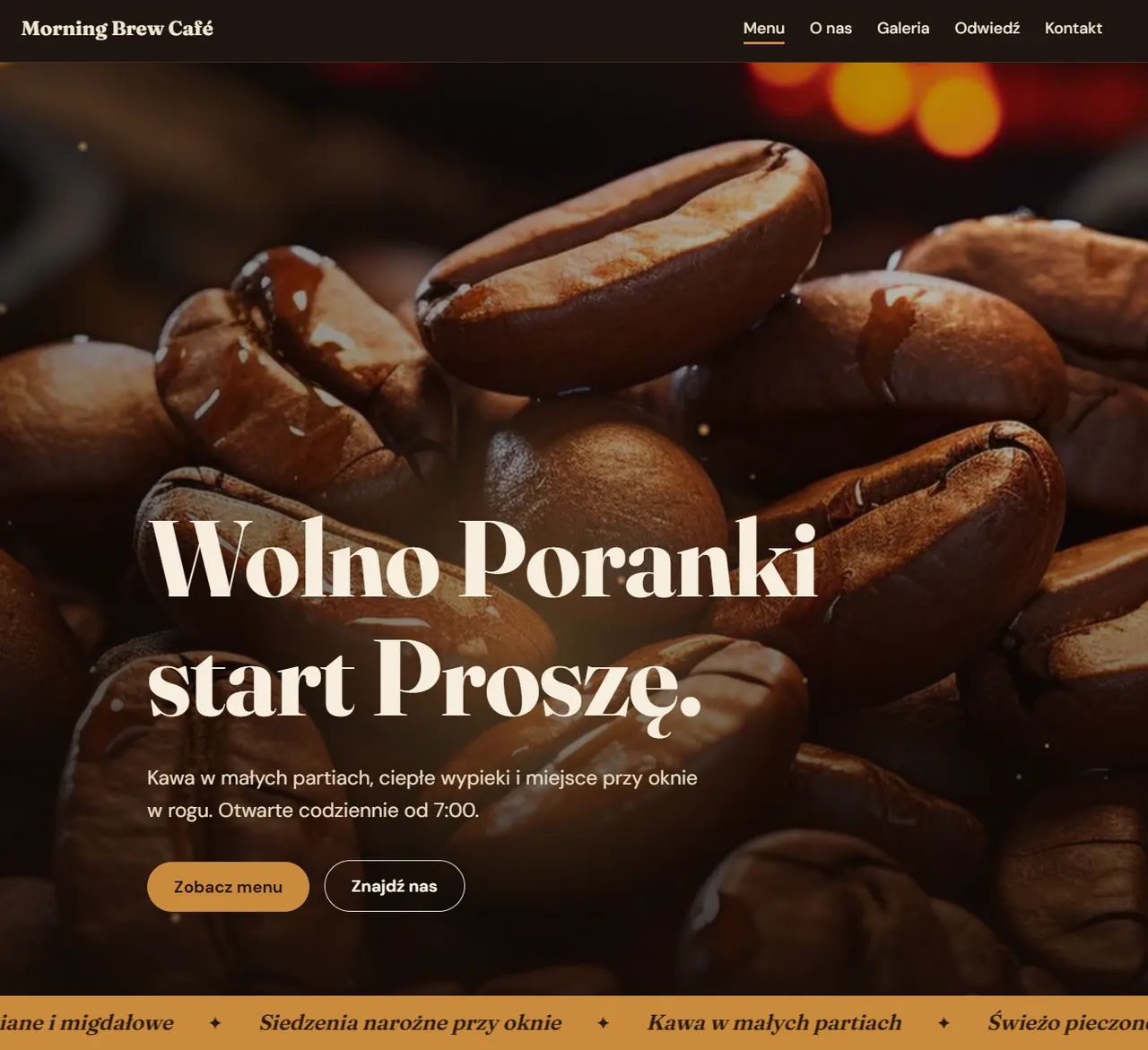 Podgląd strony internetowej Morning Brew Café